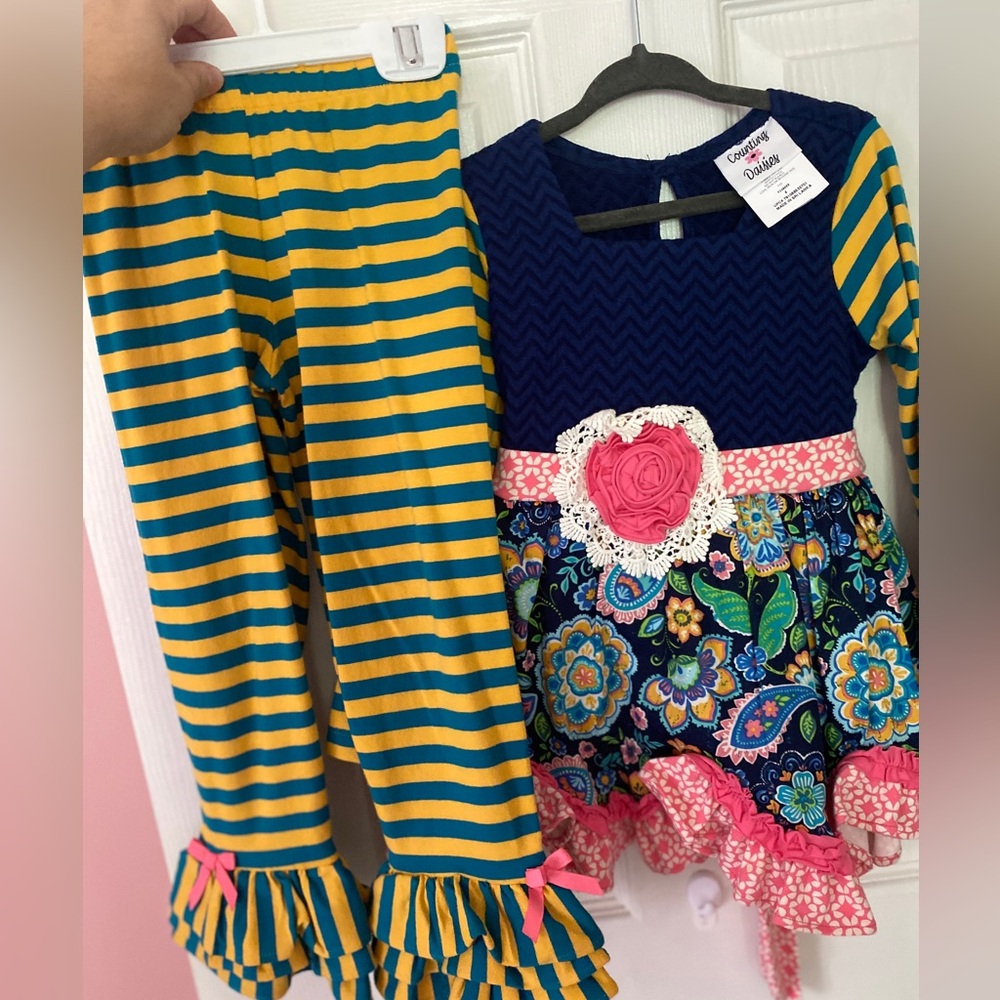Colorful Kids Matching Set with Floral Accents